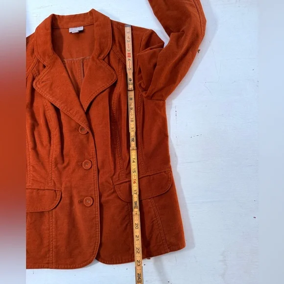 J. JILL Women’s Brushed Cotton Burnt Orange Blazer Jacket Size 4 Earthy Fall - Picture 11 of 11